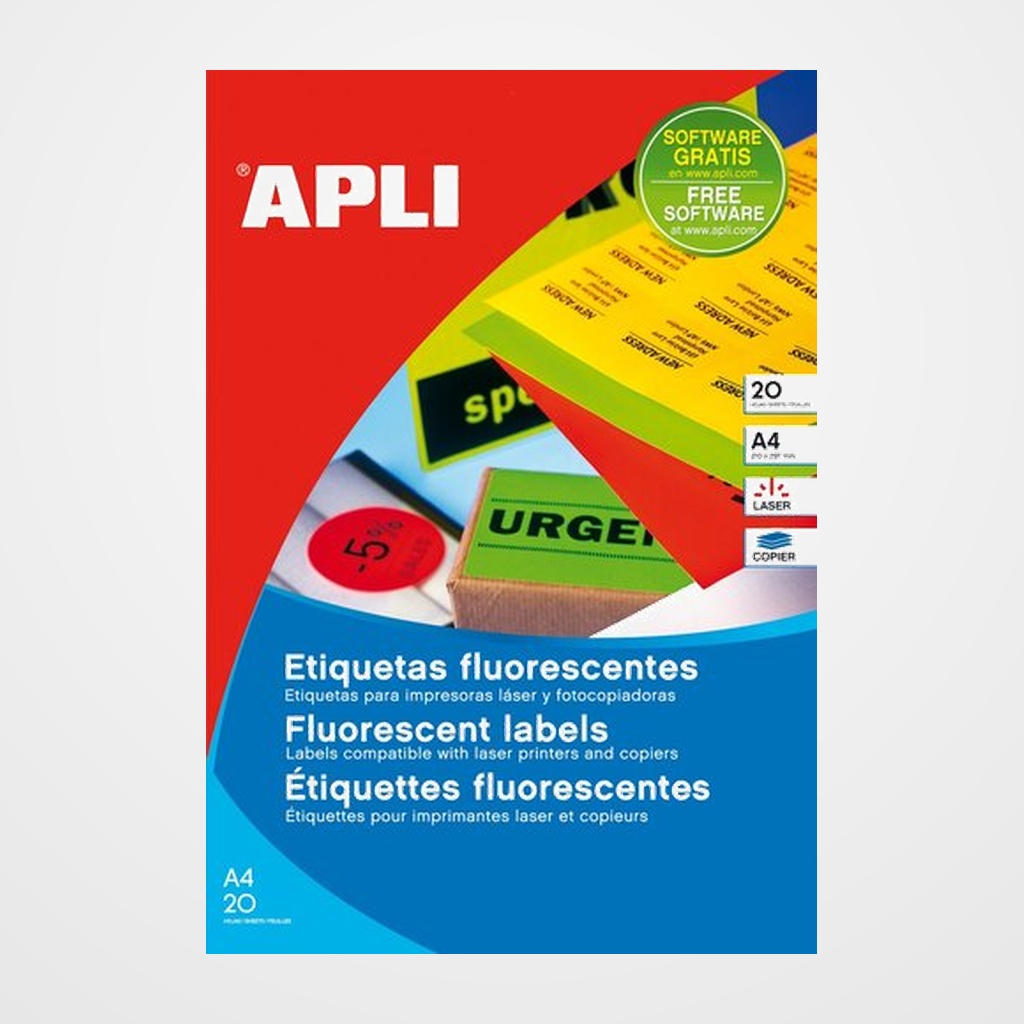 [40401419] ETIQUETAS ADH.IMPR.APLI A4 FLUOR ROJO LS-CP C.ROMOS BLISTER 20h 64x33,9 mm 480 uds.(02872)