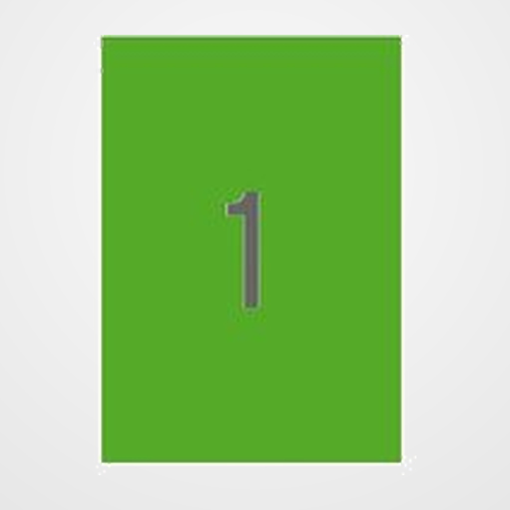 ETIQUETAS ADH.IMPR.APLI A4 FLUOR VERDE LS-CP C.RECTOS CAJA 100h 210x297 mm 100 uds.(11750)