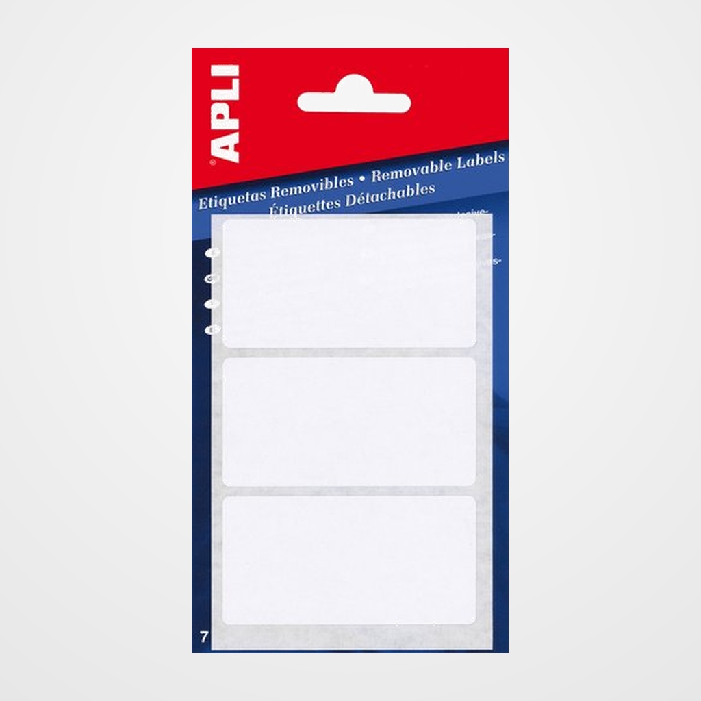 [18802019] ETIQUETAS ADH.MANUALES BOLSA APLI BLANCAS REMOVIBLES 7h 25x40 mm 56 uds.(01895)