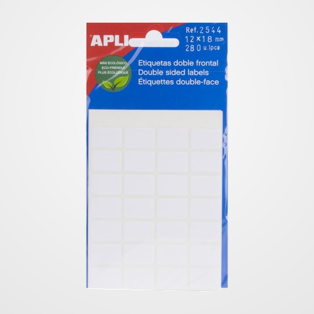 ETIQUETAS ADH.MANUALES BOLSA APLI DOBLE FRONTAL BLANCAS 5h 12x18 mm 280 uds.(02544)