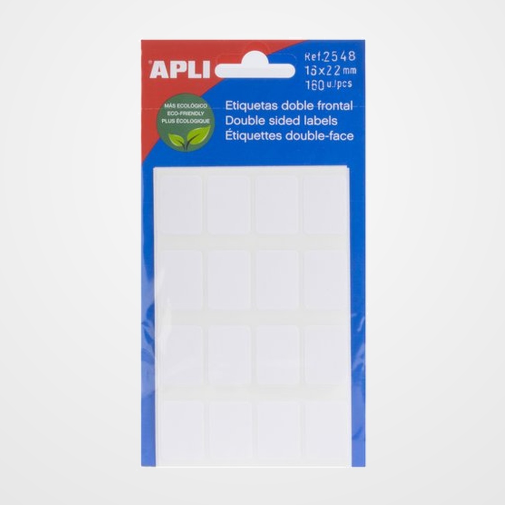 ETIQUETAS ADH.MANUALES BOLSA APLI DOBLE FRONTAL BLANCAS 5h 16x22 mm 160 uds.(02548)
