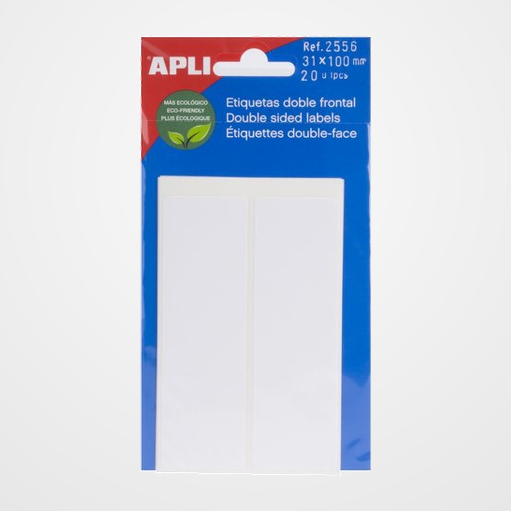 [18801373] ETIQUETAS ADH.MANUALES BOLSA APLI DOBLE FRONTAL BLANCAS 5h 31x100 mm 20 uds.(02556)