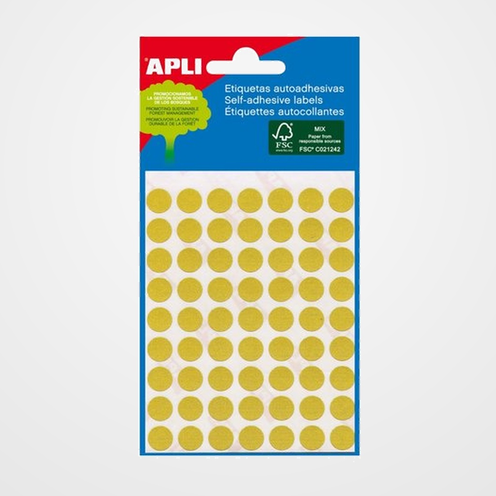 [18801710] ETIQUETAS ADH.MANUALES BOLSA APLI MINI AMARILLO 3h REDONDAS Ø 8 mm 288 uds.(02044)