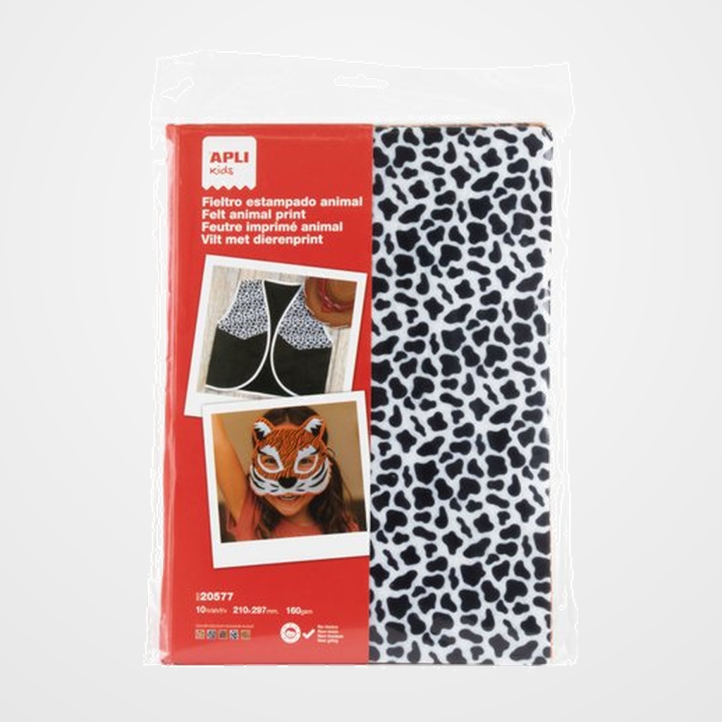 [19501095] FIELTRO APLI A4 ESTAMPADO SURTIDO BOLSA de 10 HOJAS