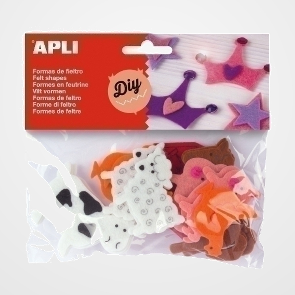 [19501002] FIELTRO APLI FORMAS ANIMALES BOLSA de 18