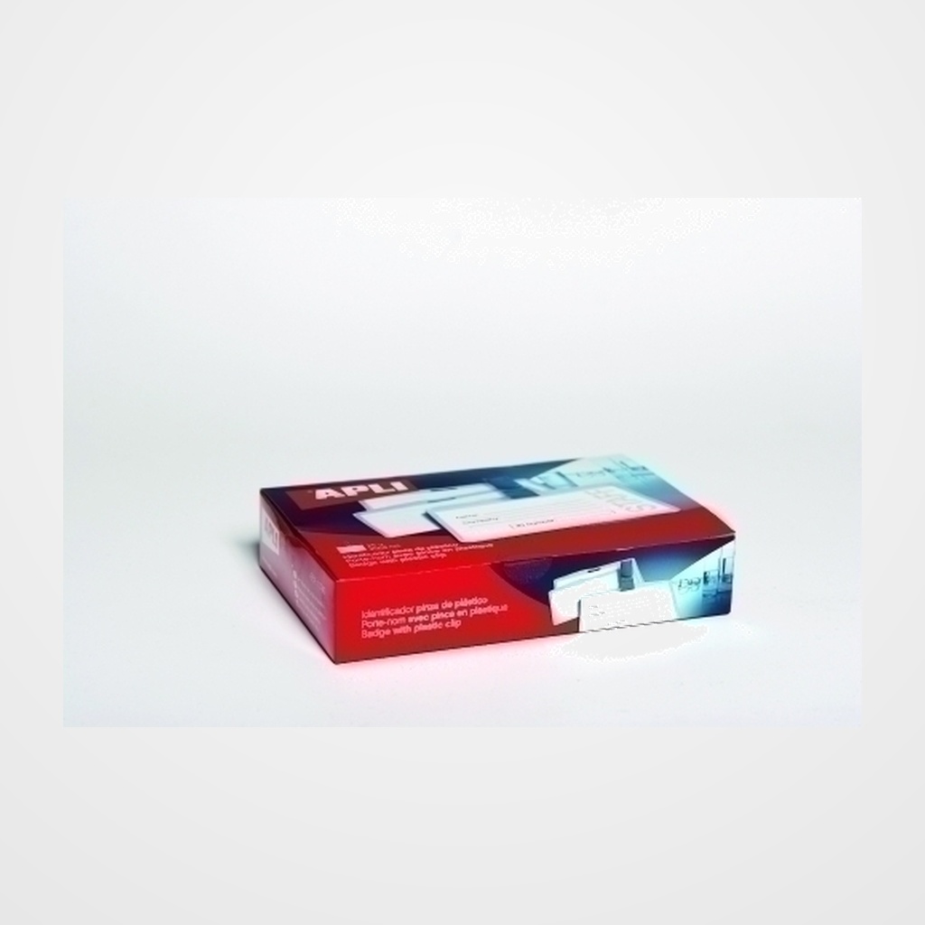 [19801693] FUNDA DISTINTIVO APLI con PINZA 56x90mm CAJA DE 25