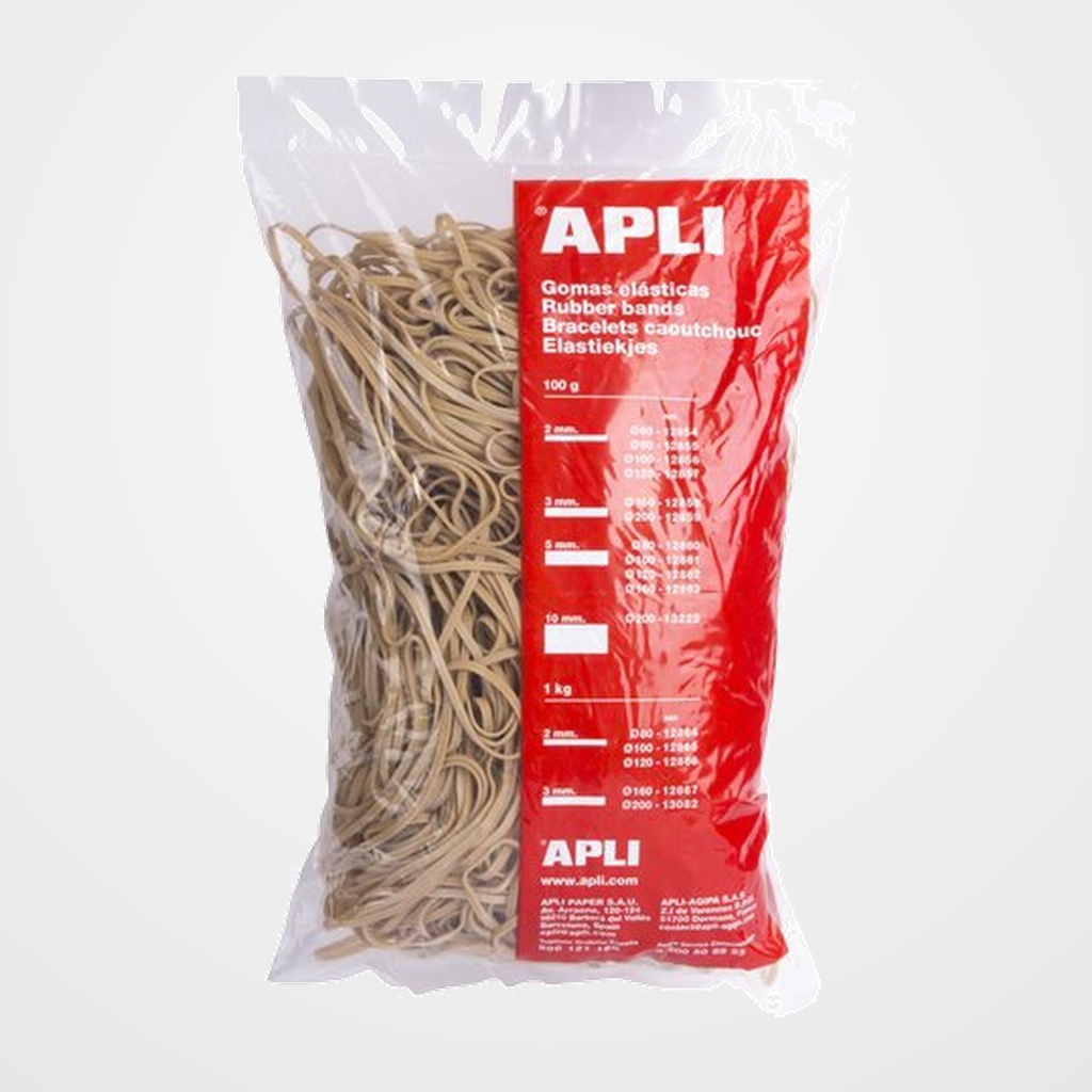 GOMAS ELASTICAS  APLI BOLSA de 1 KILO de 200x3 mm.