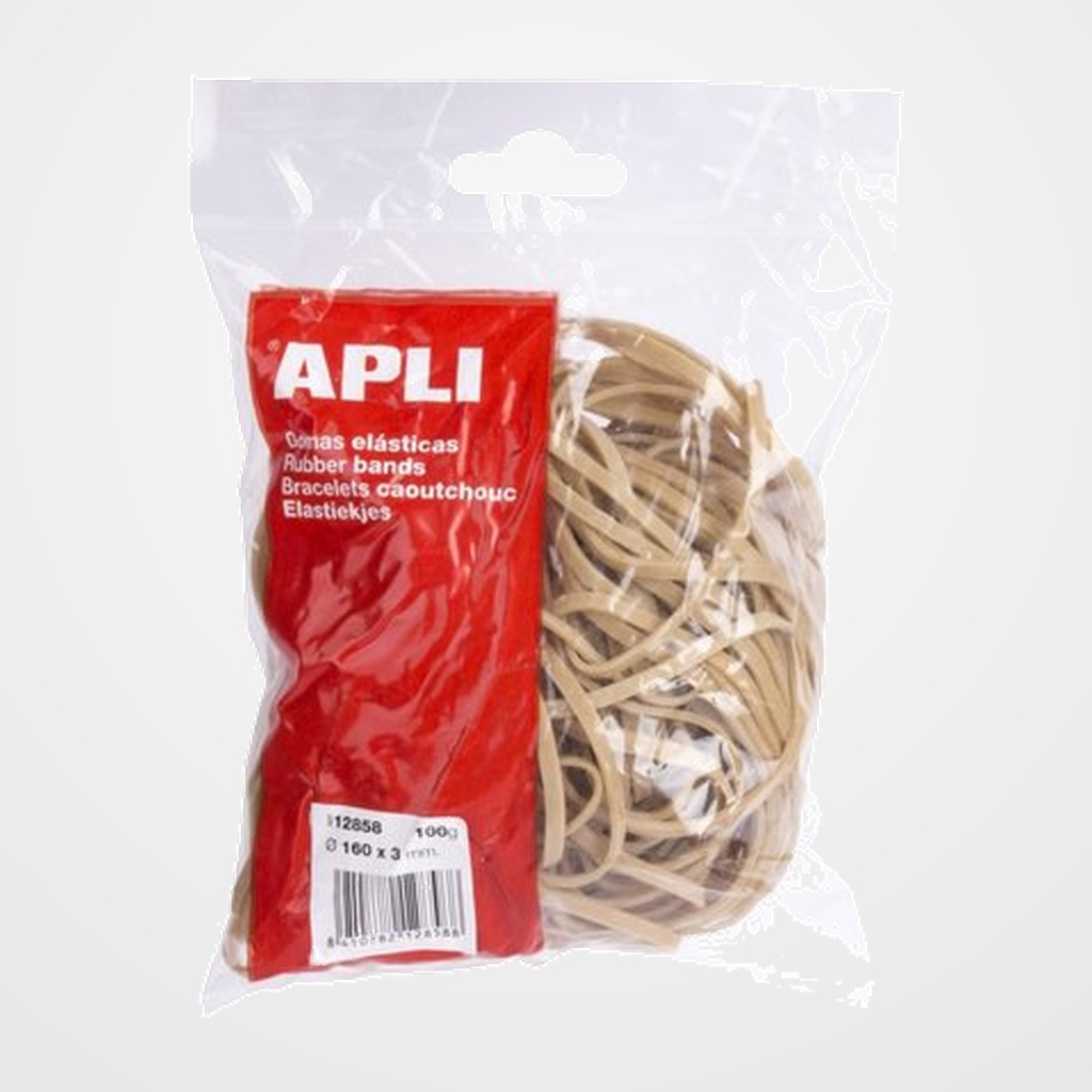 GOMAS ELASTICAS  APLI BOLSA de 100gr. de 160x3 mm.