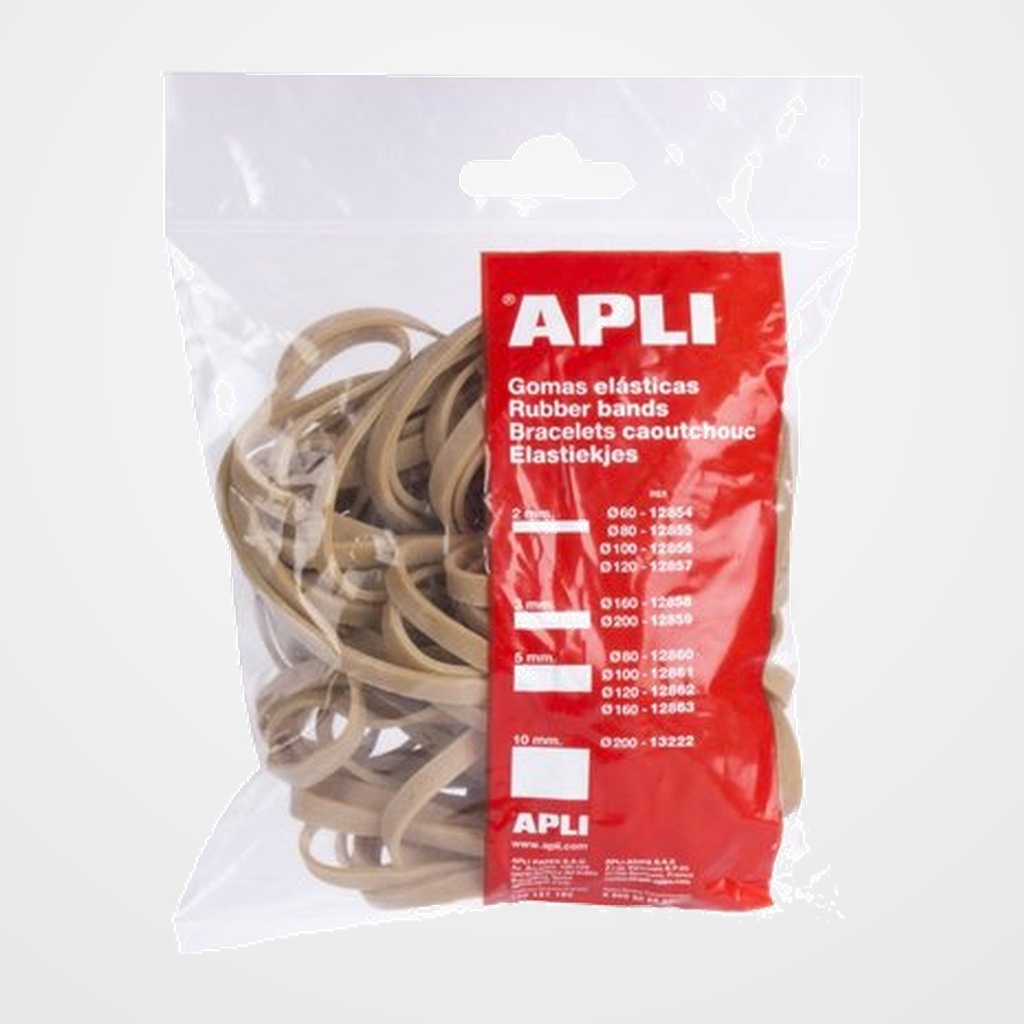 GOMAS ELASTICAS  APLI BOLSA de 100gr. de 160x5 mm.
