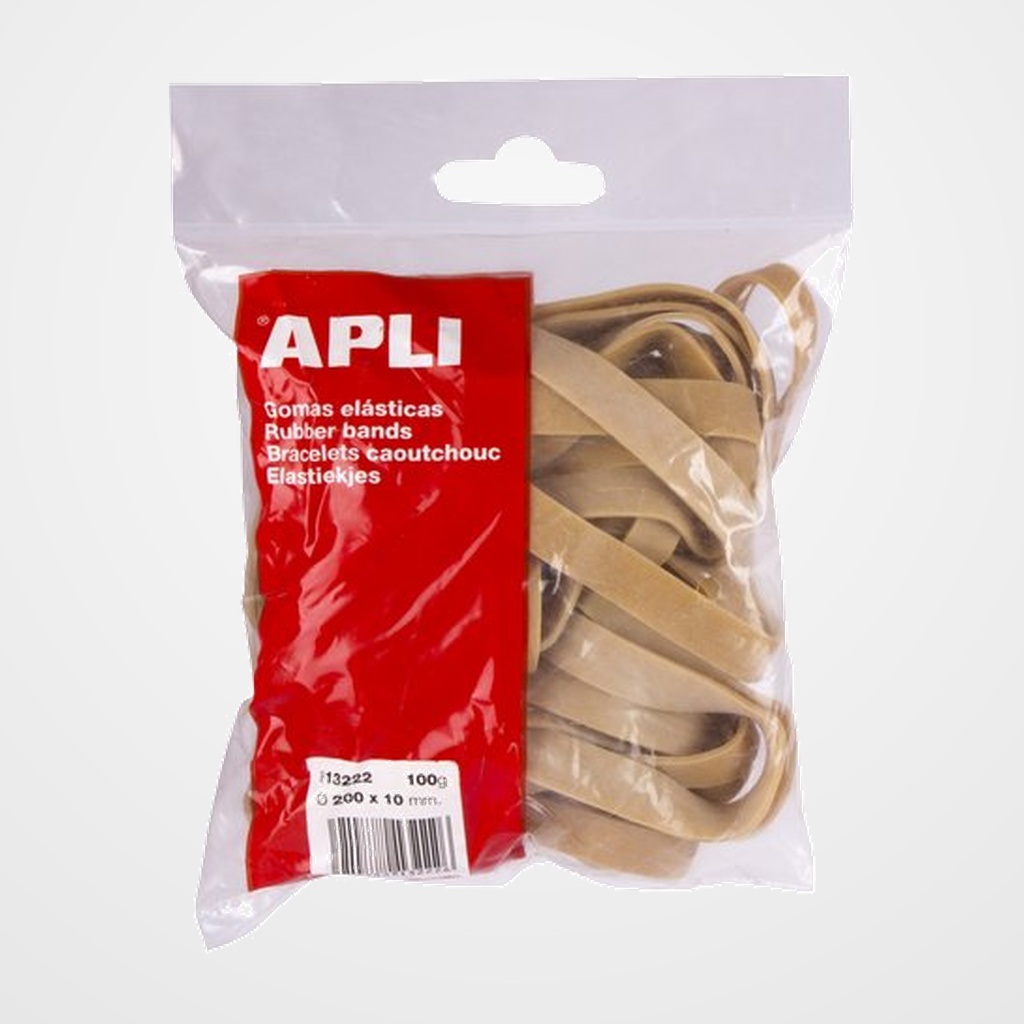 GOMAS ELASTICAS  APLI BOLSA de 100gr. de 200 x 10 mm.