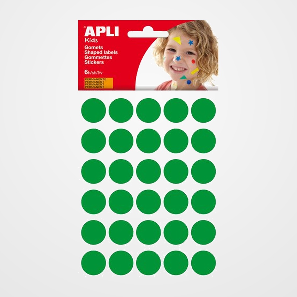 GOMETS APLI  BOLSA 6h REDONDOS Ø 20 mm col. VERDES 180 uds. (13228)