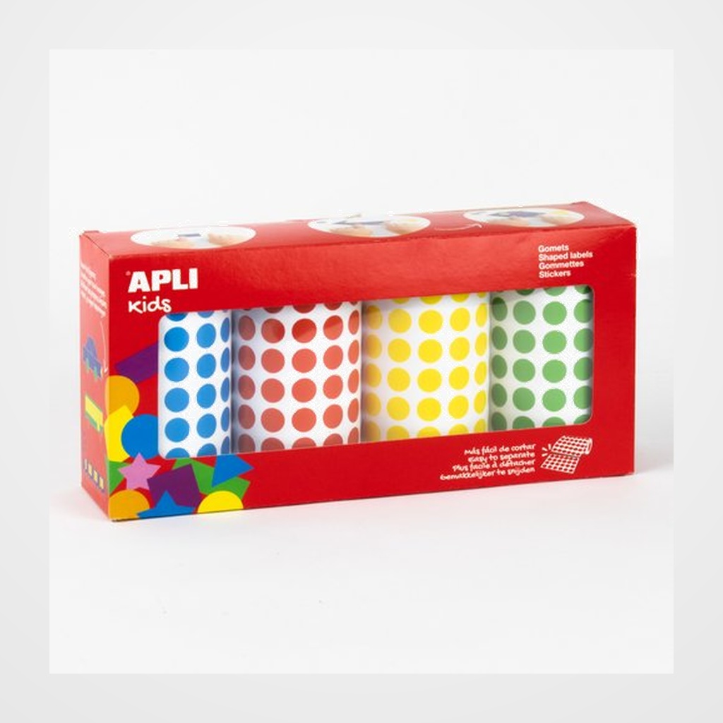 GOMETS APLI  ROLLO CIRCULO Ø 10.5 mm PACK DE 4 (AM-AZ-RJ-VD)  (20688)
