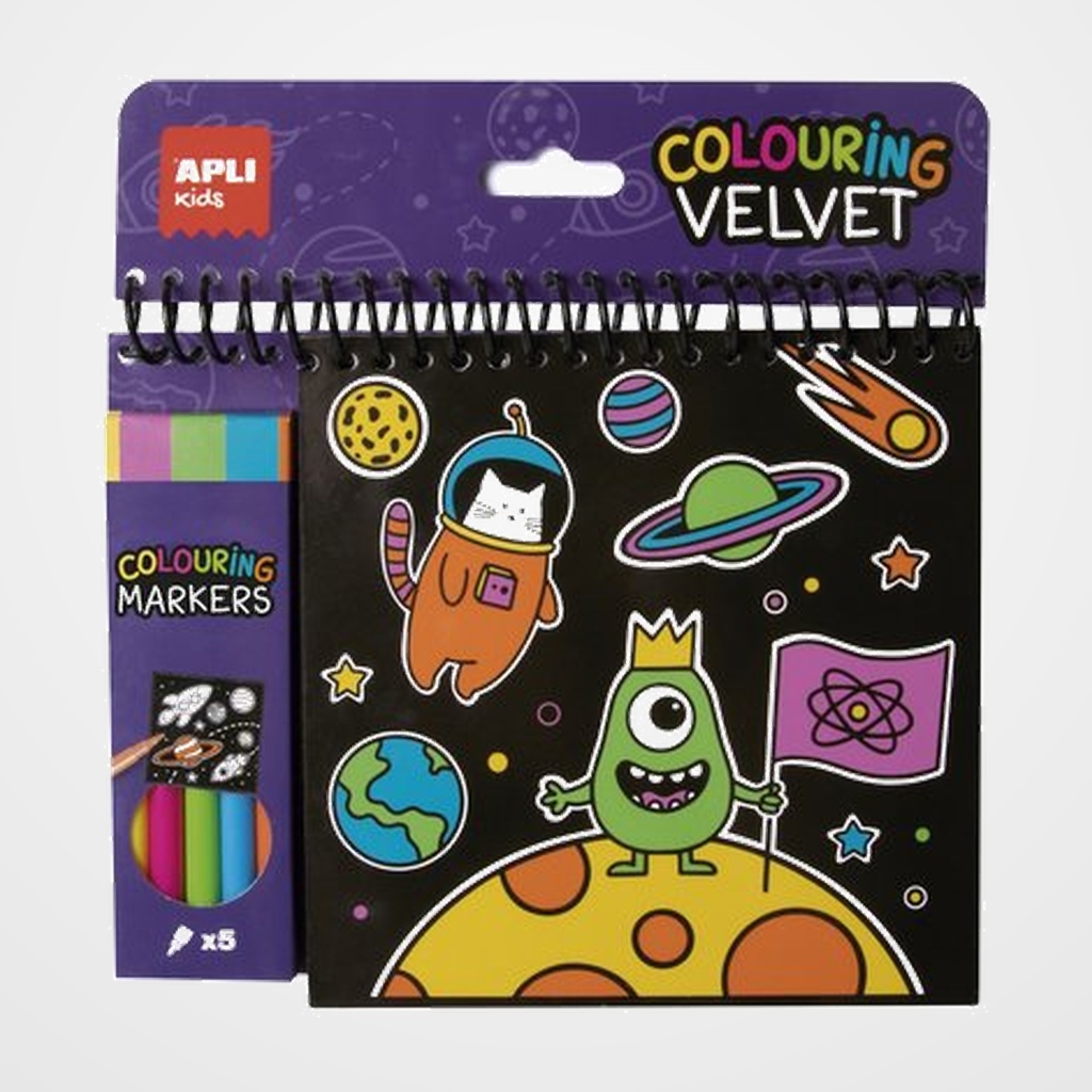 JUEGO EDUCATIVO APLI KIDS BLOC COLOREAR TERCIOPELO Y ROTULADORES