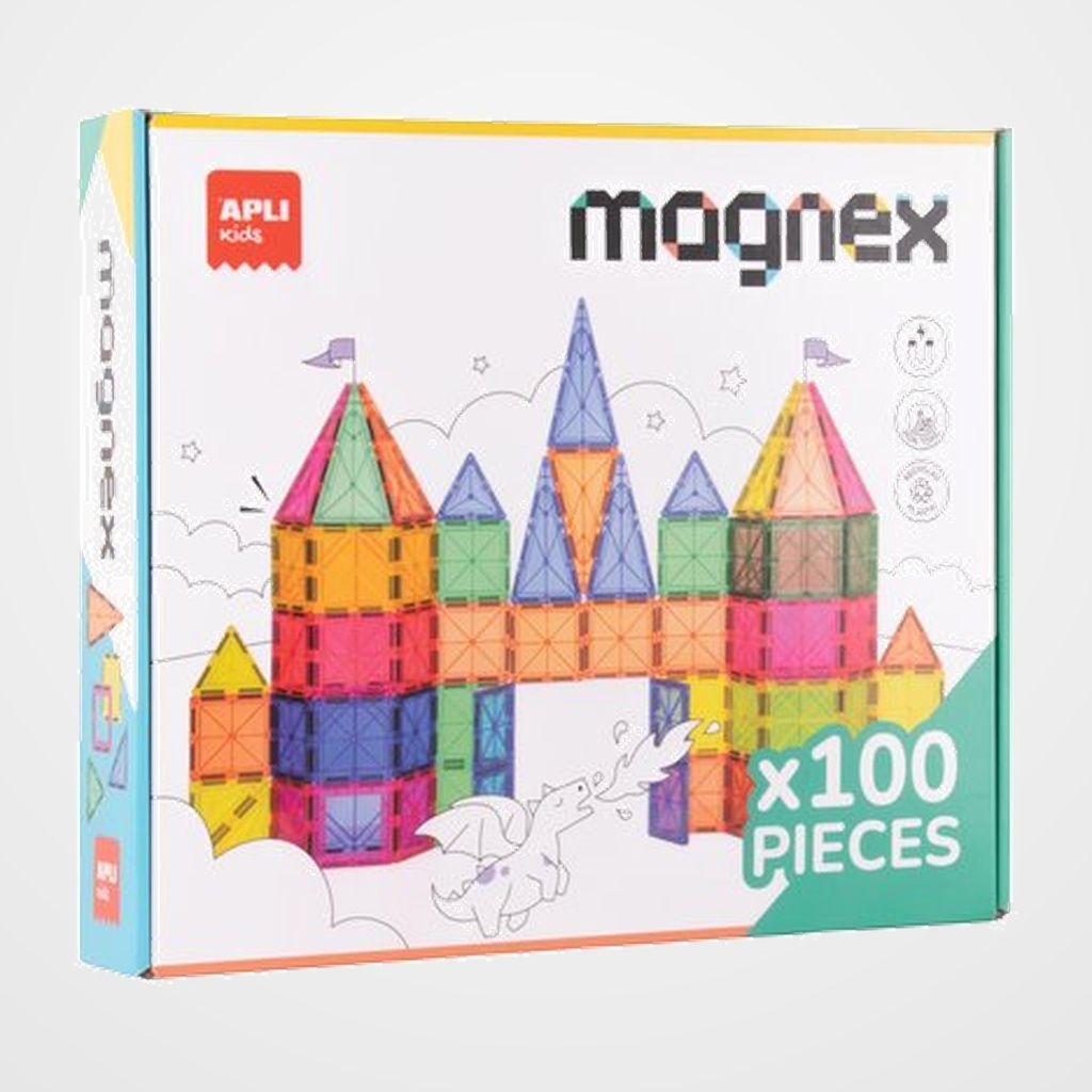 JUEGO EDUCATIVO APLI KIDS MAGNEX PIEZAS MAGNETICAS TRANSPARENTES 100 pz