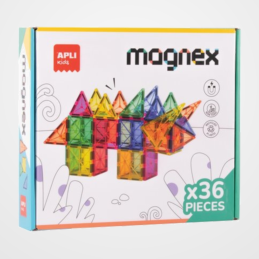 JUEGO EDUCATIVO APLI KIDS MAGNEX PIEZAS MAGNETICAS TRANSPARENTES 36 pz