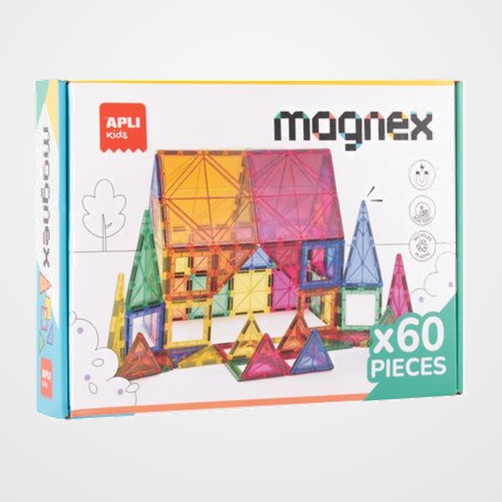 JUEGO EDUCATIVO APLI KIDS MAGNEX PIEZAS MAGNETICAS TRANSPARENTES 60 pz
