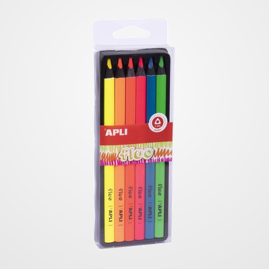 [12802463] LAPIZ APLI JUMBO FLUOR TRIANGULAR PACK 6 COLORES SURTIDOS