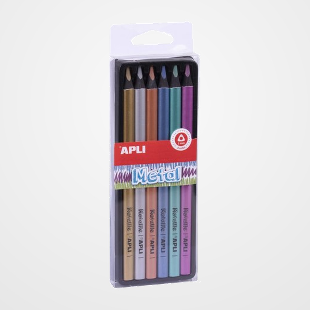 LAPIZ APLI JUMBO METAL TRIANGULAR PACK 6 COLORES SURTIDOS