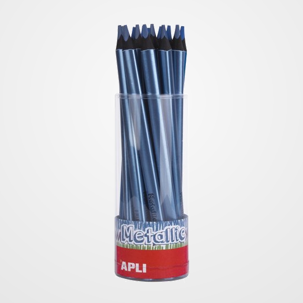 LAPIZ APLI JUMBO METALLIC AZUL BOTE DE 18