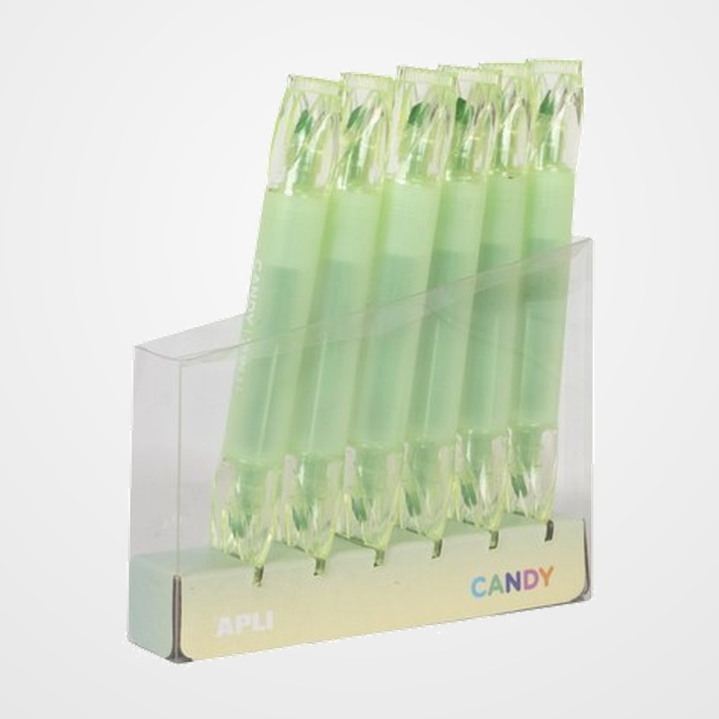 MARCADOR FLUOR APLI CANDY DOBLE PUNTA VERDE