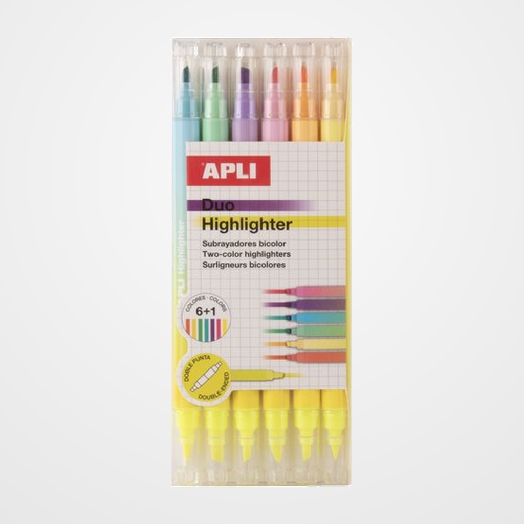 [10206600] MARCADOR FLUOR APLI DOBLE PUNTA BLISTER DE 6