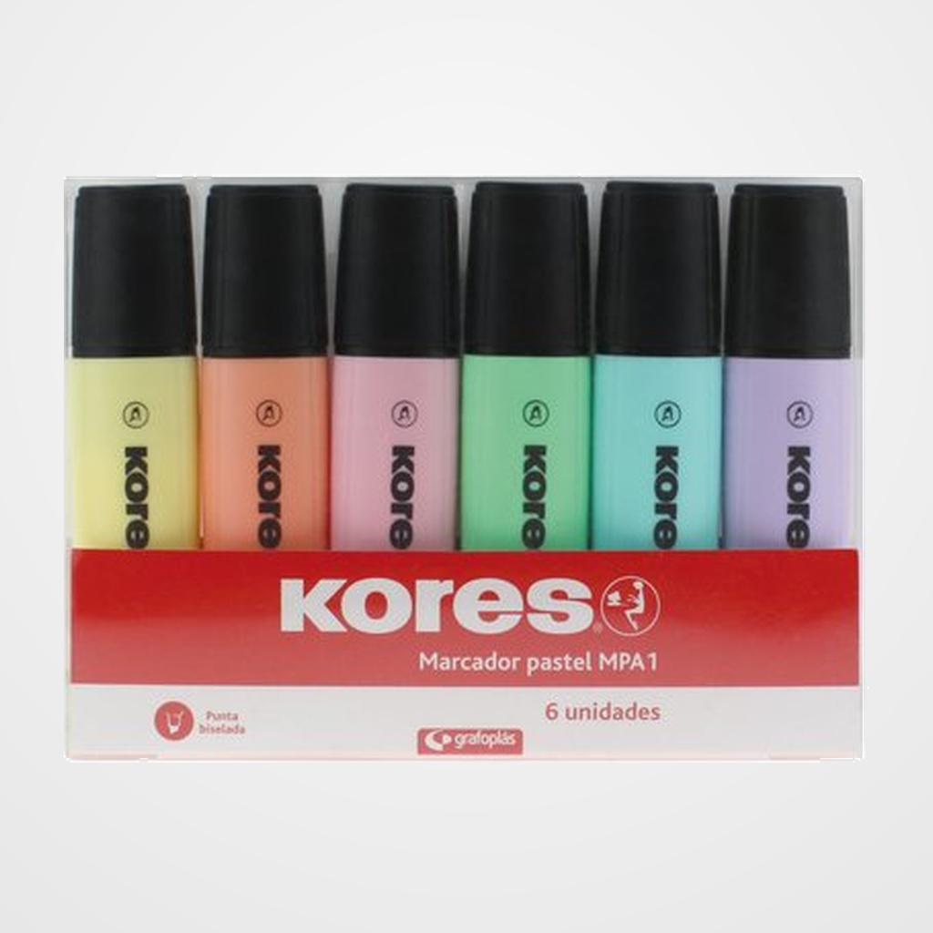 MARCADOR FLUOR KORES PASTEL  CAJA de 6