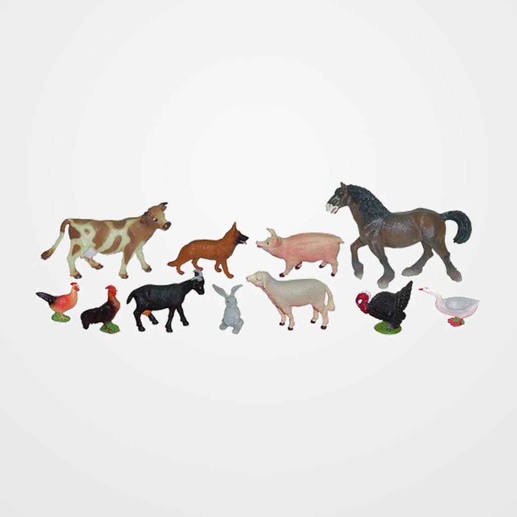 BOTE CON ASA 11 FIGURAS ANIMALES GRANJA + GUIA DIDACTICA