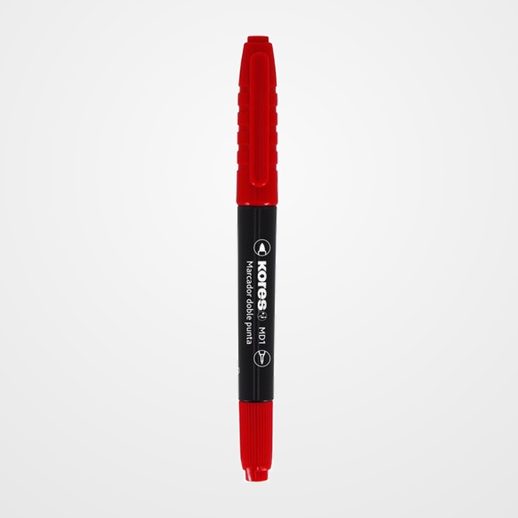 MARCADOR PERMANENTE KORES MD1 DUO CONICO ROJO
