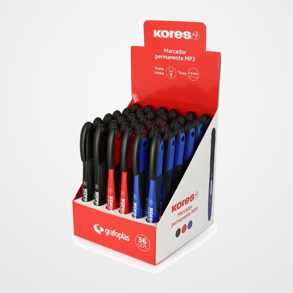 MARCADOR PERMANENTE KORES MP3 CONICO SURTIDO