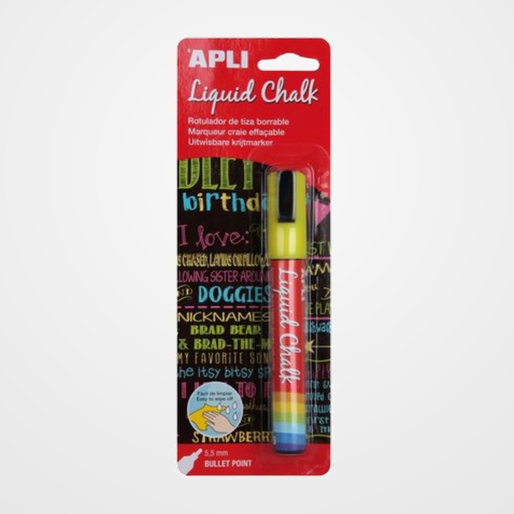 [10203619] MARCADOR PIZARRA APLI CHALK CONICO 5.5 mm AMARILLO BLISTER de 1