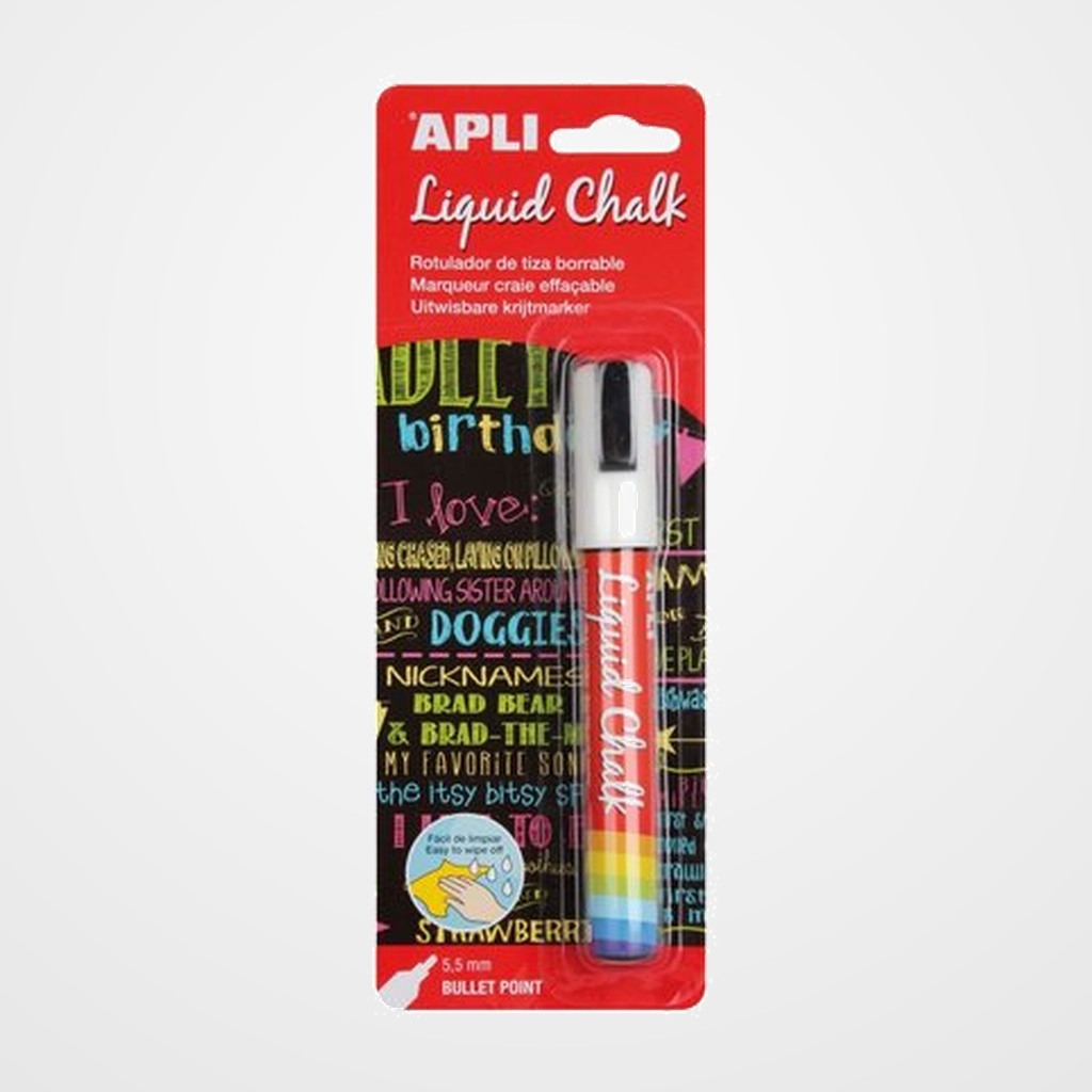 [10203617] MARCADOR PIZARRA APLI CHALK CONICO 5.5 mm BLANCO BLISTER de 1
