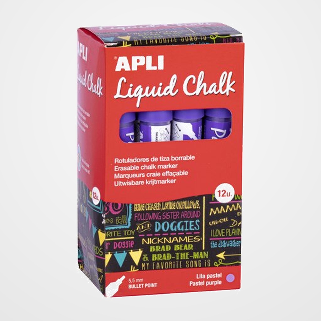 MARCADOR PIZARRA APLI CHALK CONICO 5.5 mm LILA PASTEL CAJA de 12