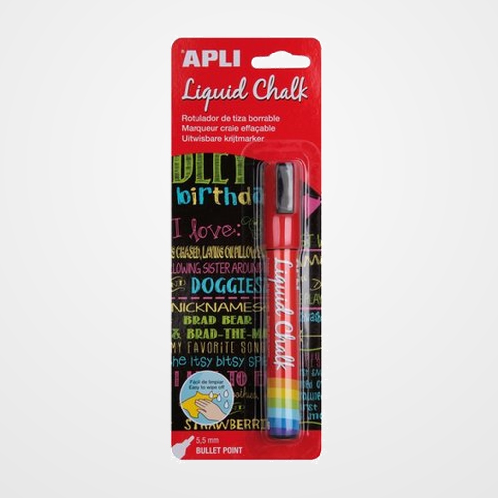 [10203620] MARCADOR PIZARRA APLI CHALK CONICO 5.5 mm ROJO BLISTER de 1
