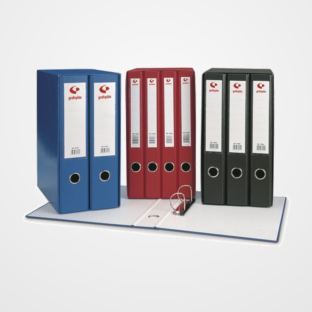 [10401020] MODULO CARPETA ANILLAS GRAFOPLAS CARTON FORRADO GRAFCOLOR 3 uds.Fº 2 an.MIXTAS 40mm NEGRO