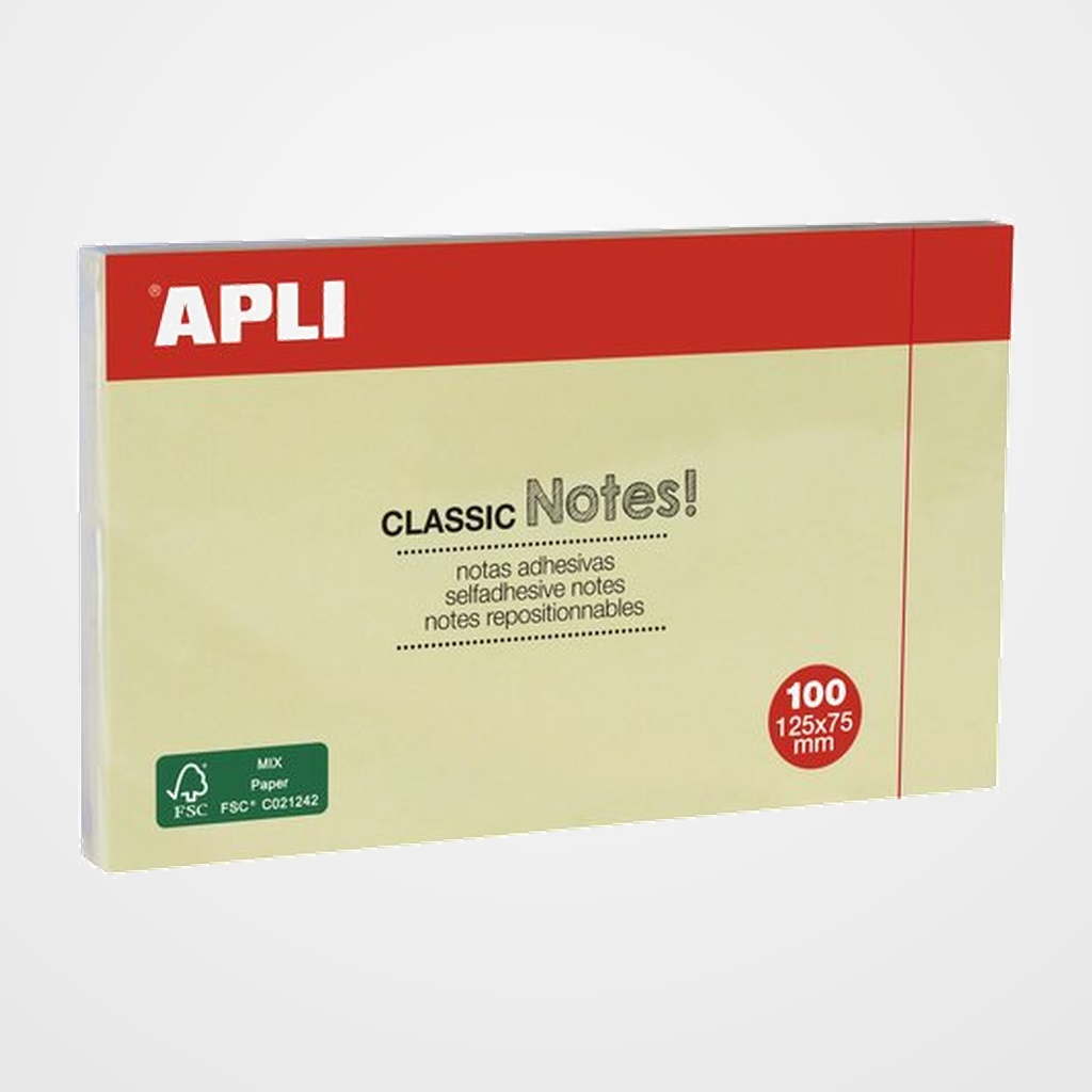 [26901333] NOTAS ADHESIVAS APLI 75x125 ESTANDAR