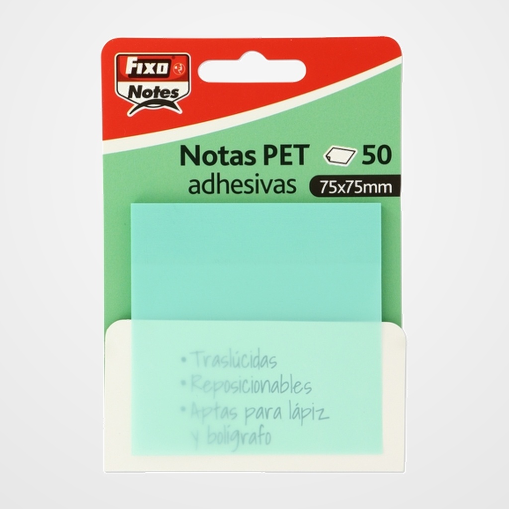 NOTAS ADHESIVAS FIXO NOTES TRASLUCIDAS 50h 75x75 MINT PASTEL
