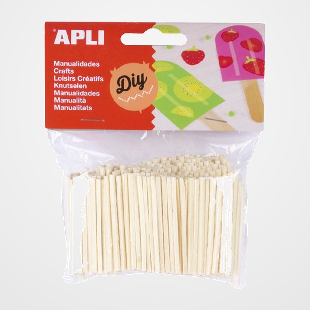 PALILLOS REDONDOS APLI MADERA NATURAL MINI 5 cm. BOLSA de 500