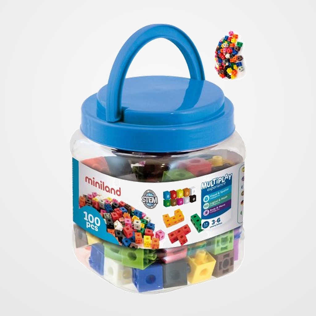 BOTE DE 100 CUBOS ENCAJABLES 2cm