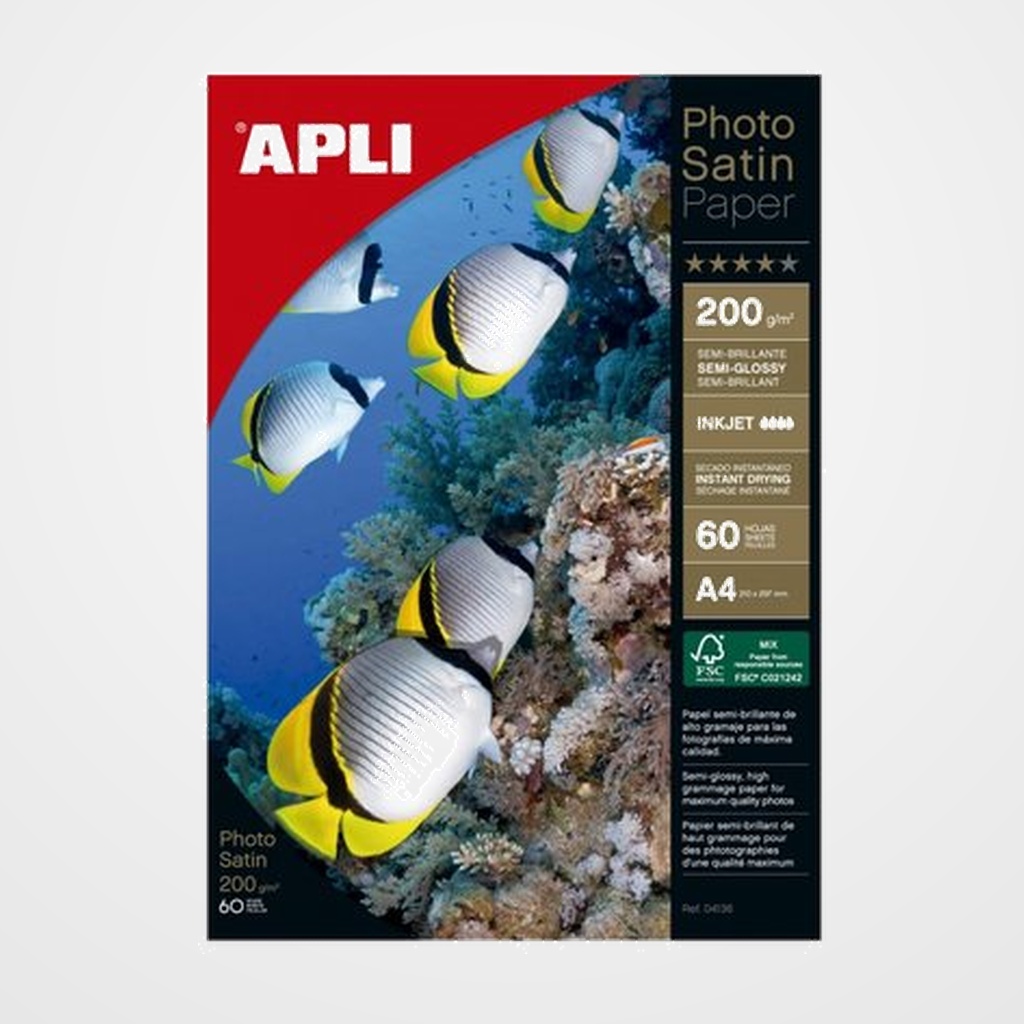 [40301090] PAPEL INKJET APLI FOTO A4 200g  60h SATIN