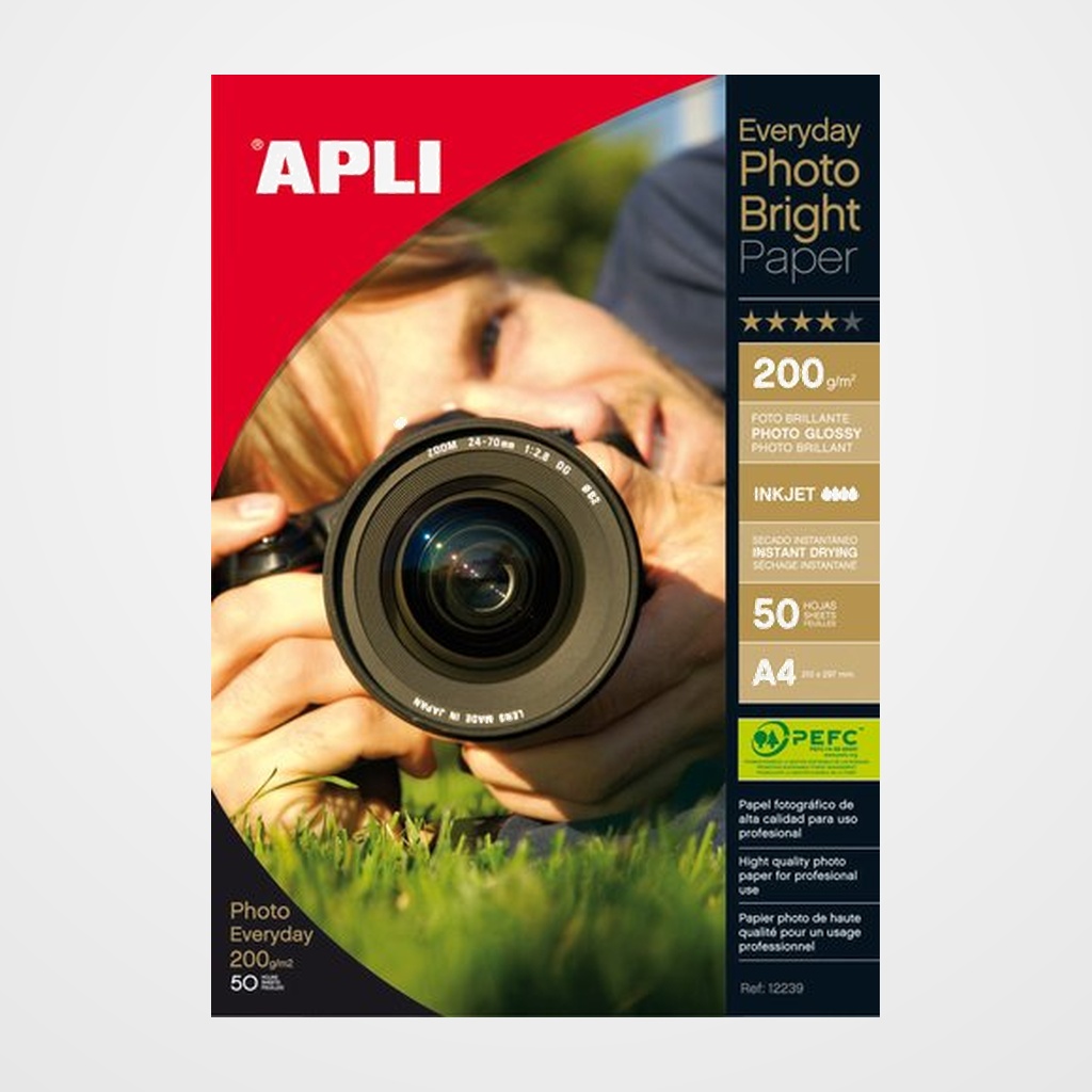PAPEL INKJET APLI FOTO A4 200g 50h GLOSSY (EVERYDAY)