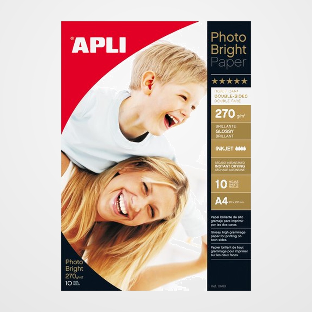 PAPEL INKJET APLI FOTO A4 270g 10h DOBLE CARA