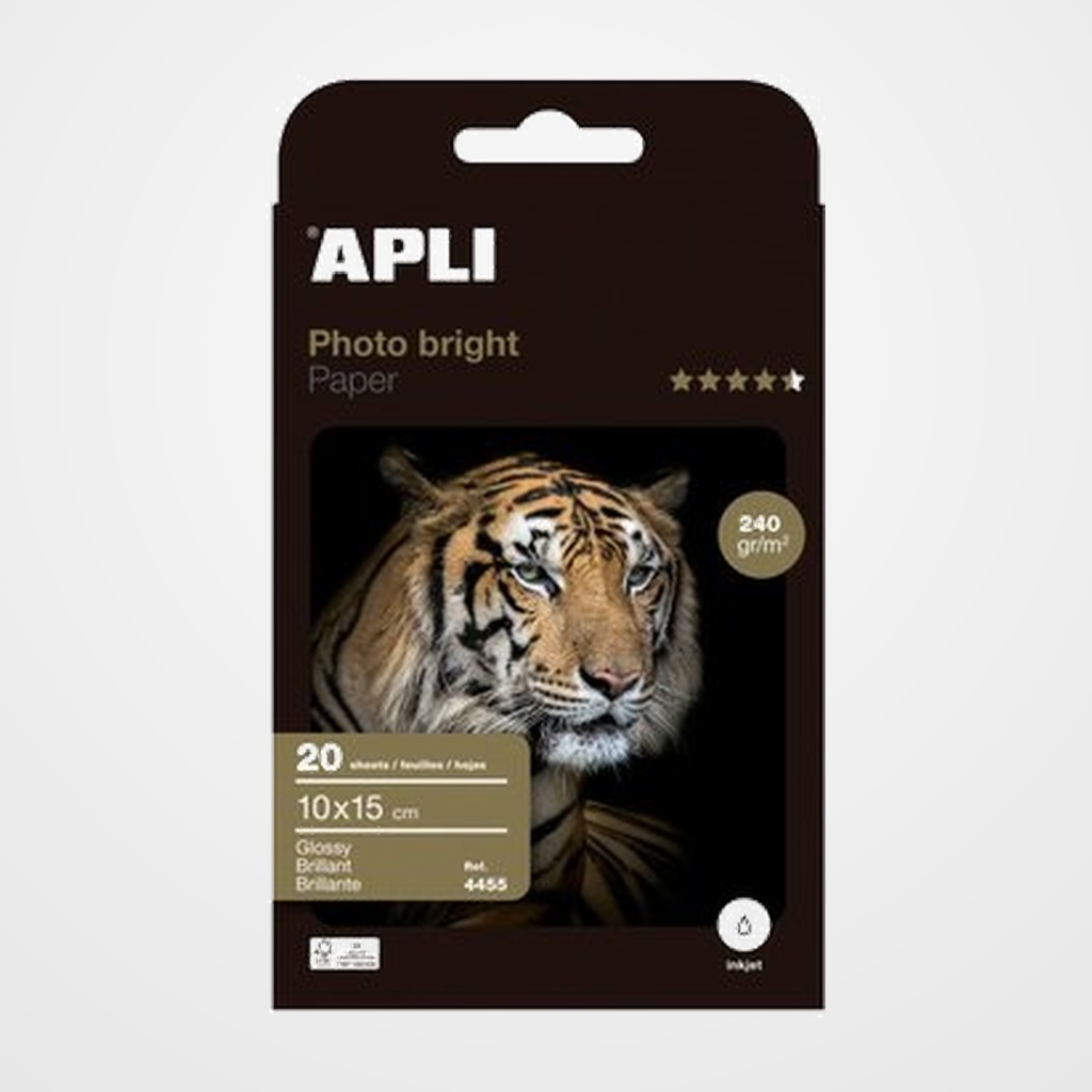 PAPEL INKJET APLI FOTO A6 (10x15) 240g  20h BRIGHT