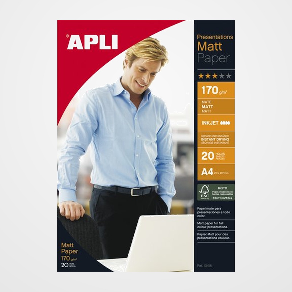 PAPEL INKJET APLI PHOTO MATE A4 170g 20h