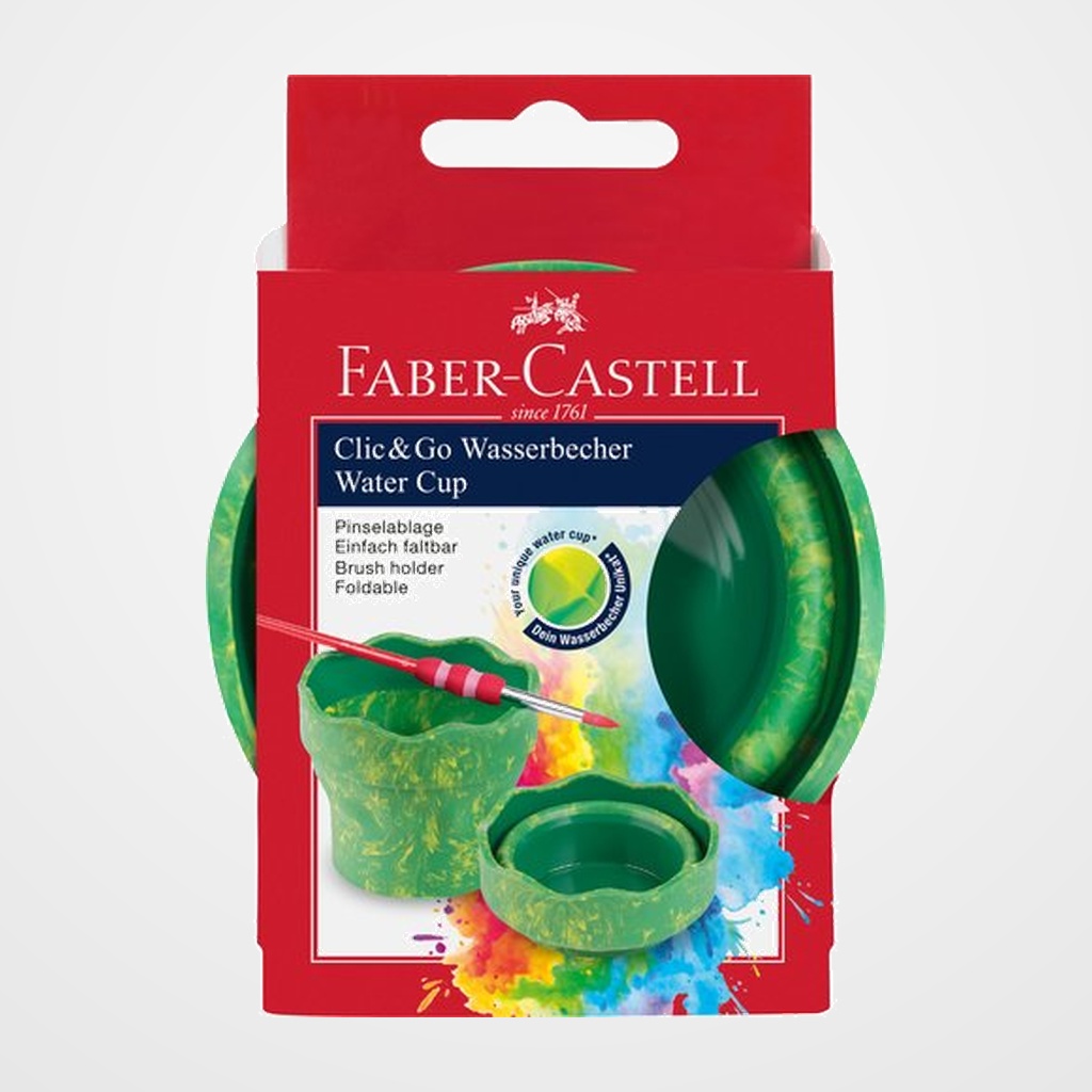 BOTE FABER-CASTELL ANTIVUELCO PARA PINCELES CLIC&GO VERDE MARMOL