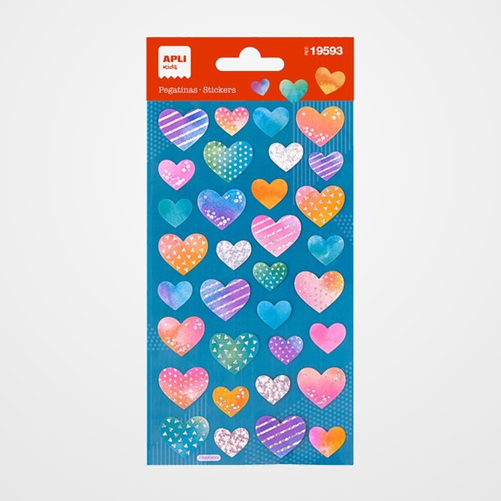 [18801874] PEGATINAS APLI CORAZONES HOLOGRAFICOS 1H