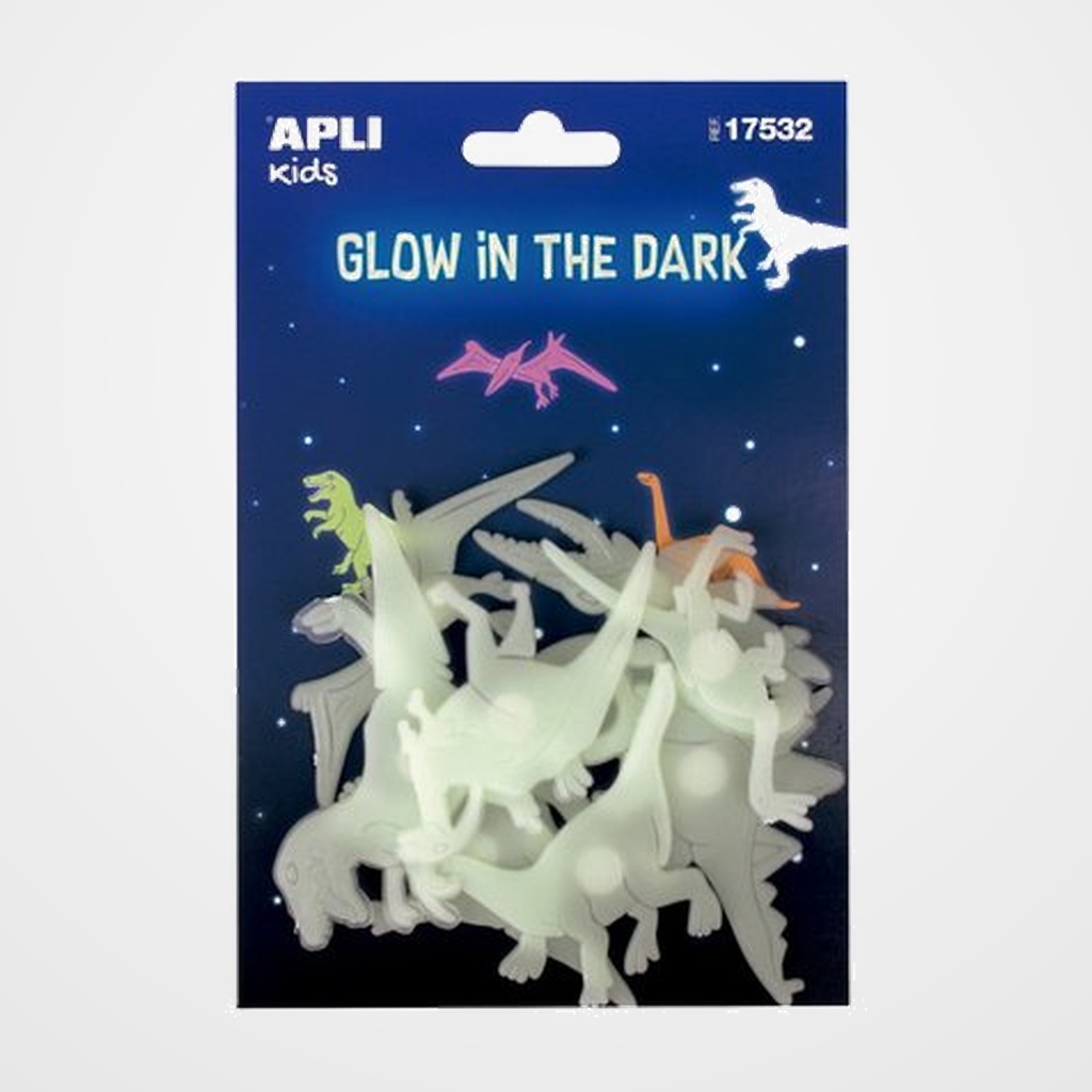 PEGATINAS APLI LUMINISCENTES DINOS BLISTER DE 9
