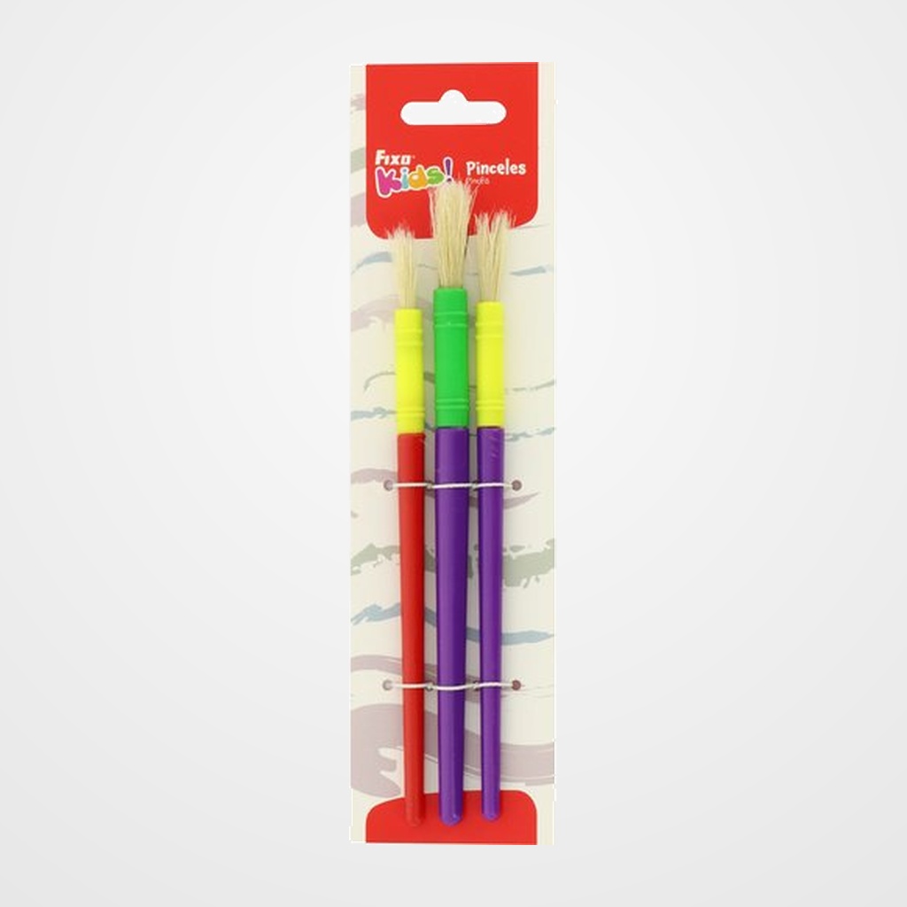 PINCEL COLORES FIXOKIDS pelo NATURAL INFANTIL SET de 3