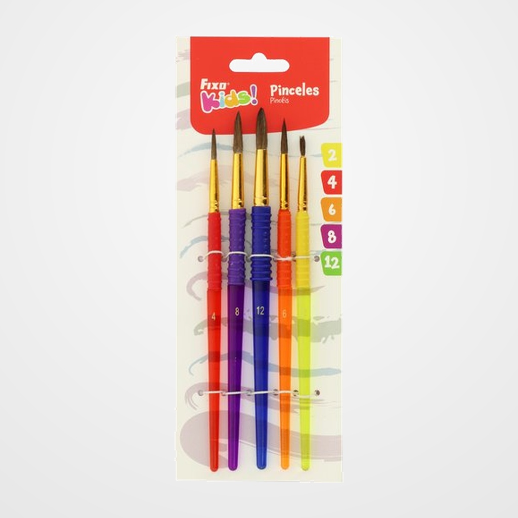 [12301555] PINCEL COLORES FIXOKIDS pelo PONI SET de 5 (Nº 2-4-6-8-12)