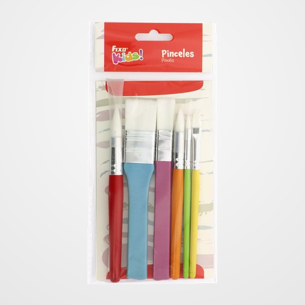 [12301559] PINCEL COLORES FIXOKIDS pelo SINTETICO INFANTIL SET de 6