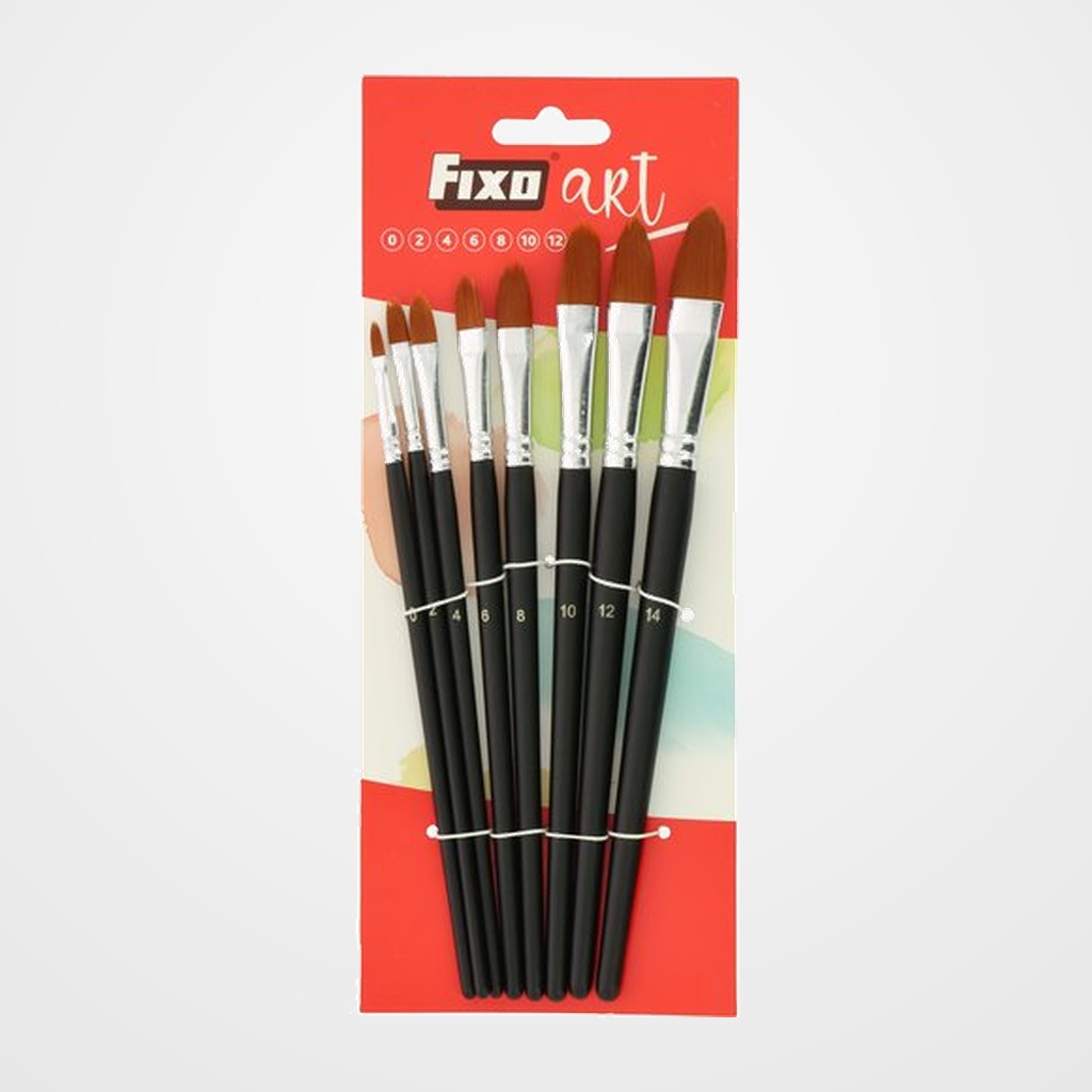 [12301546] PINCEL FIXOART pelo SINTETICO LENGUA DE GATO SET de 8 (Nº 0-2-4-6-8-10-12-14)